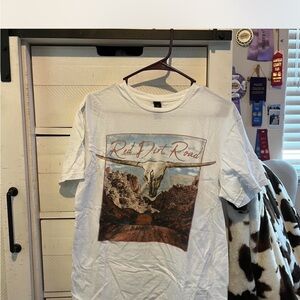 Gildan White Tee with 'Red Dirt Road' Graphic